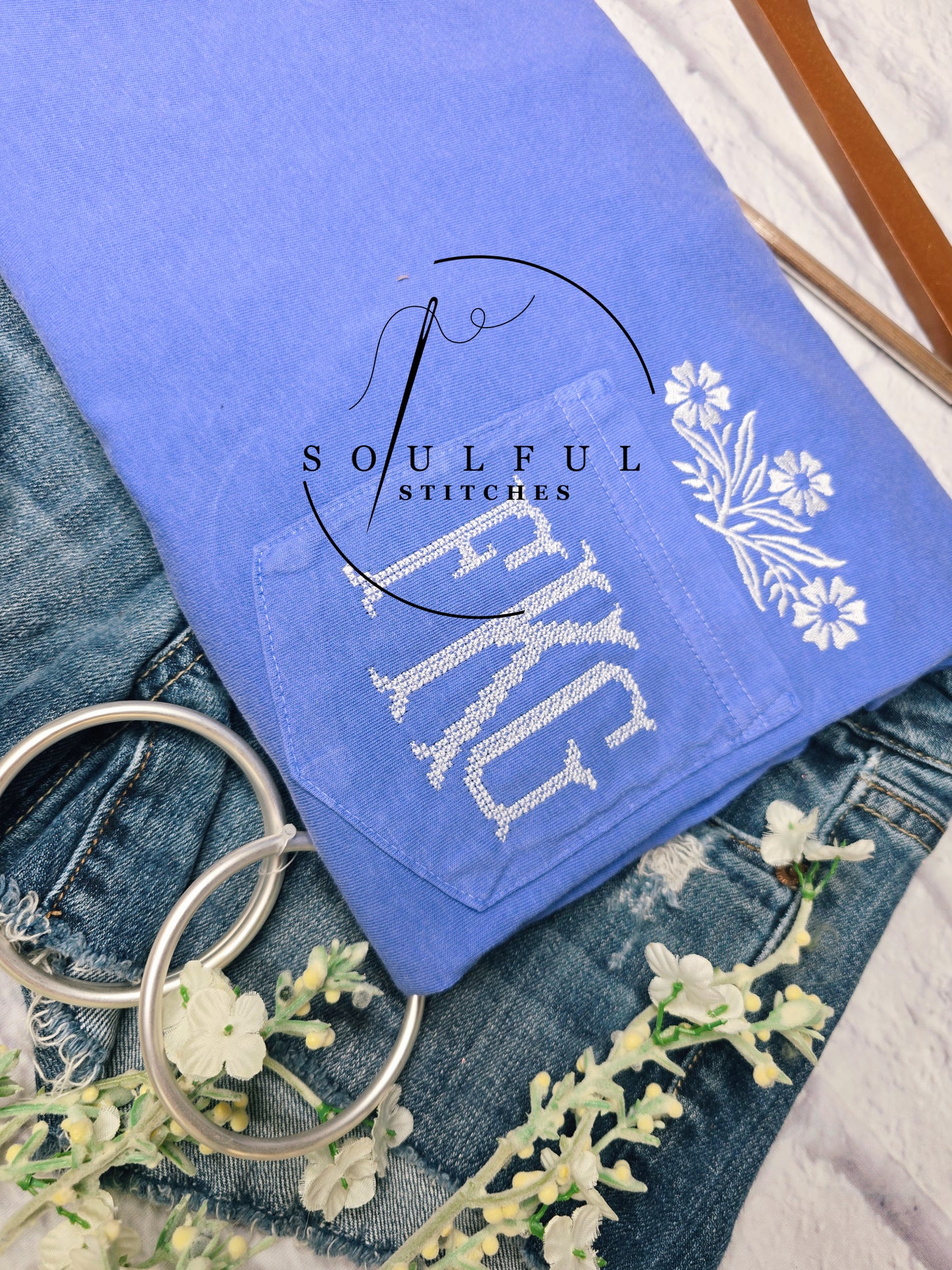 Cornflower Blue Pocket w/Monogram
