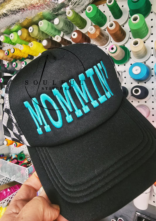 Mommin' Checkered Trucker Hat