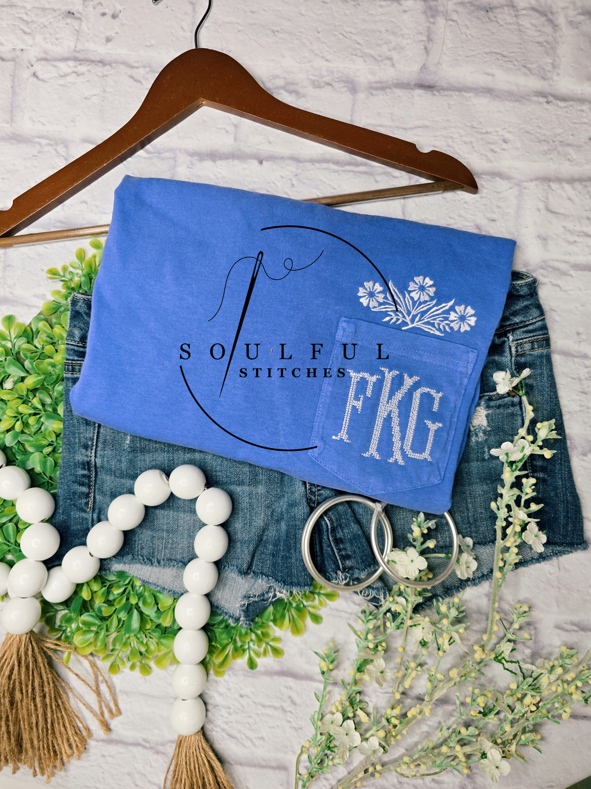 Cornflower Blue Pocket w/Monogram